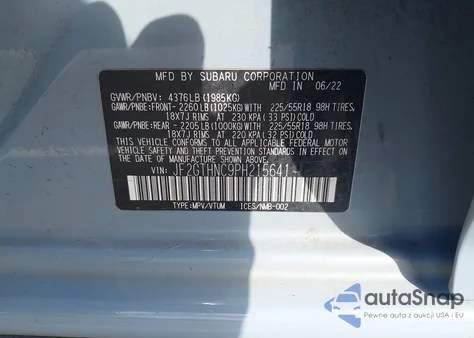 2023 Subaru Crosstrek Limited z USA, uszkodzony, nr VIN JF2GTHNC9PH215641